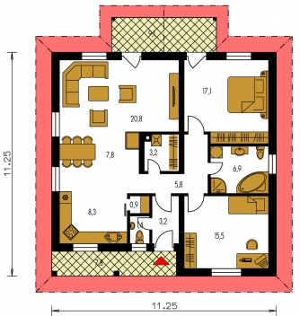Floor plan of ground floor - BUNGALOW 36